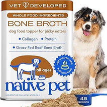 Native Pet Bone Broth for Dogs - Made with Real Grass-Fed Beef, Dog Food Toppers for Picky Eaters - Hydration & Nutrition for Joint Health, 48 Scoops