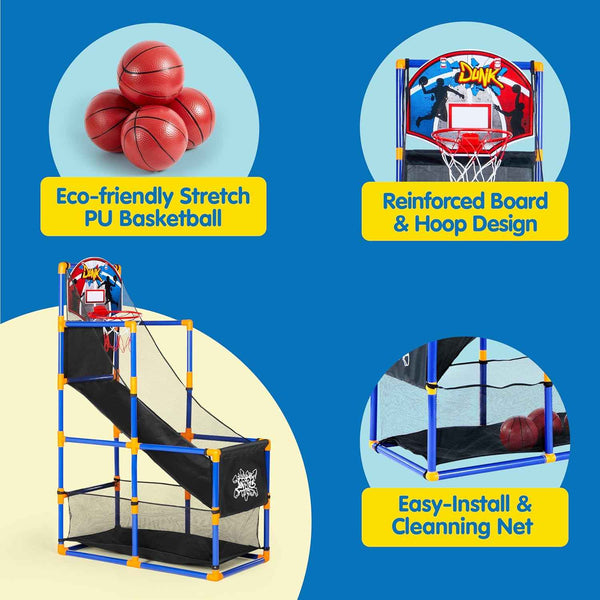 joyin arcade basketball game set with 4 balls and hoop for kids 3 to 12 years old