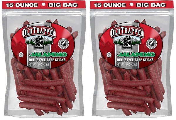Old Trapper Original Deli-Style Beef Sticks, 15-Ounce Package, Perfect for On-the-Go Snacking