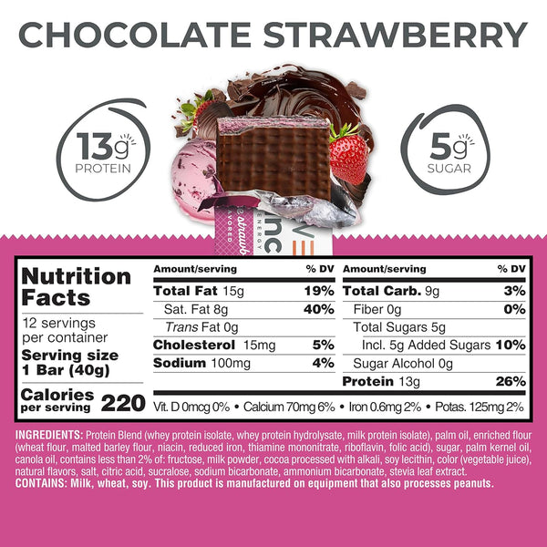 Power Crunch Protein Energy Wafer Bars, Chocolate Strawberry, 1.4 Ounce, 12 Count