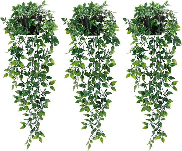 Whonline Fake Hanging Plants, Artificial Small Potted Plants for Indoor Outdoor Aesthetic Office Living Room Shelf Decor (1 Pack)