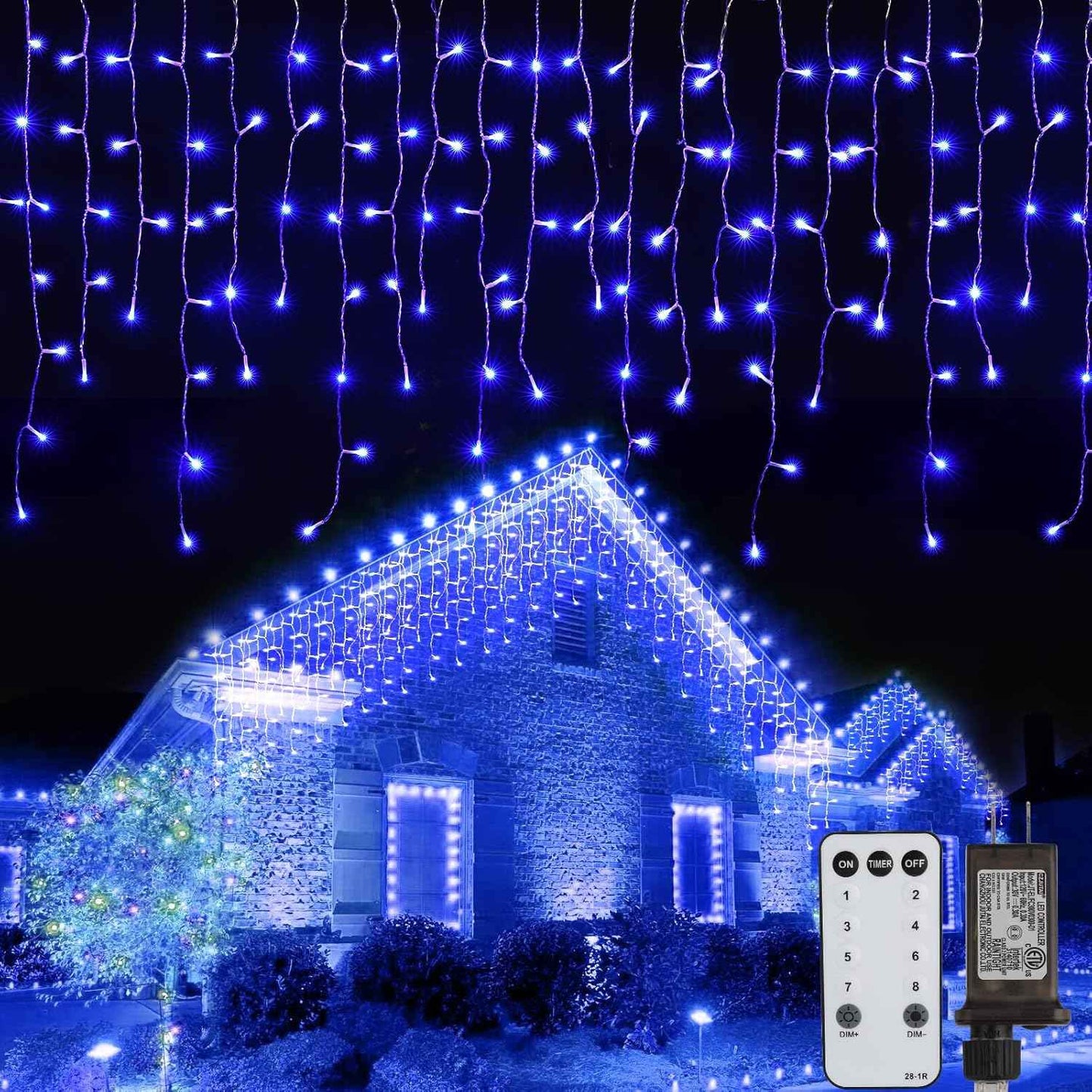Brightown 40FT Warm White Icicle Christmas Lights, 432 LED Outdoor Waterproof String Lights with 81 Drops, 8 Modes, Timer, Connectable, Remote Included