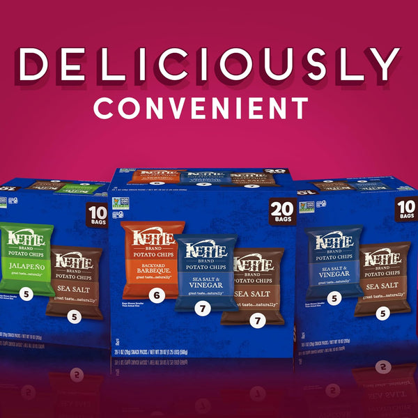 Kettle Brand Potato Chips Variety Pack, 20 Count, 1 Oz Bags