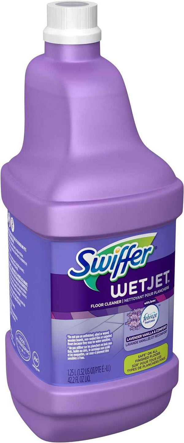 Swiffer WetJet Multi-Purpose and Hardwood Liquid Floor Cleaner Solution Refill, with Gain Scent, 42.2 fl oz each, (Pack of 2)
