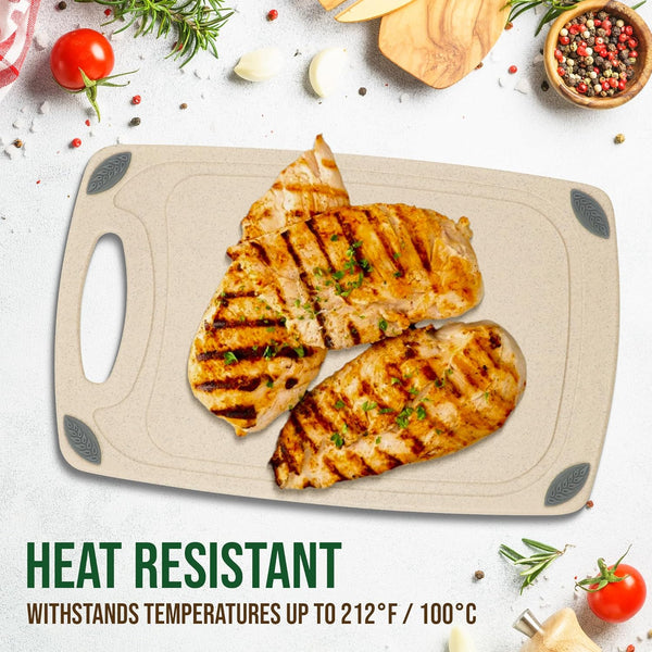 2-Piece Reversible Cutting Board Set Made with Natural Wheat Straw Fiber