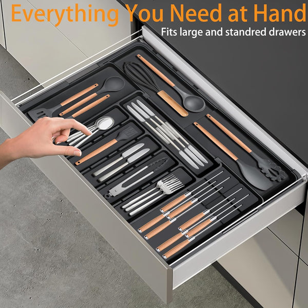 Large Expandable Silverware Organizer for Kitchen Drawers