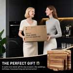 Teak Wood Cutting Board Set for Kitchen with Non-Slip Base and Durable Construction