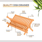 Bambusi Collapsible Bamboo 2 Tier Foldable Wooden Dish Drainer for Countertop