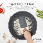 12 inch nonstick deep frying pan with lid, 5.5 qt jumbo cooker saute pan