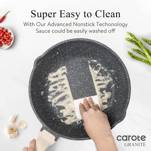 12 inch nonstick deep frying pan with lid, 5.5 qt jumbo cooker saute pan