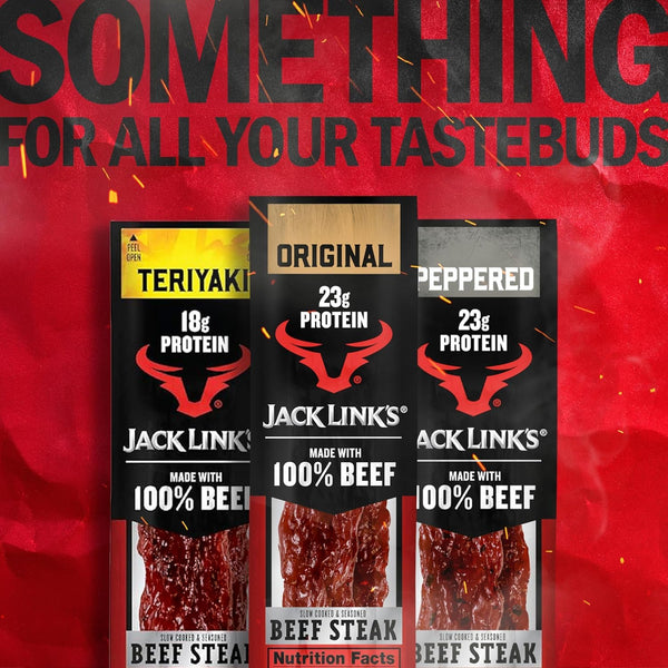 Jack Link's Original Beef Steak Protein Snacks, 12 Count, 2 Oz Each, Made with 100% Real Beef