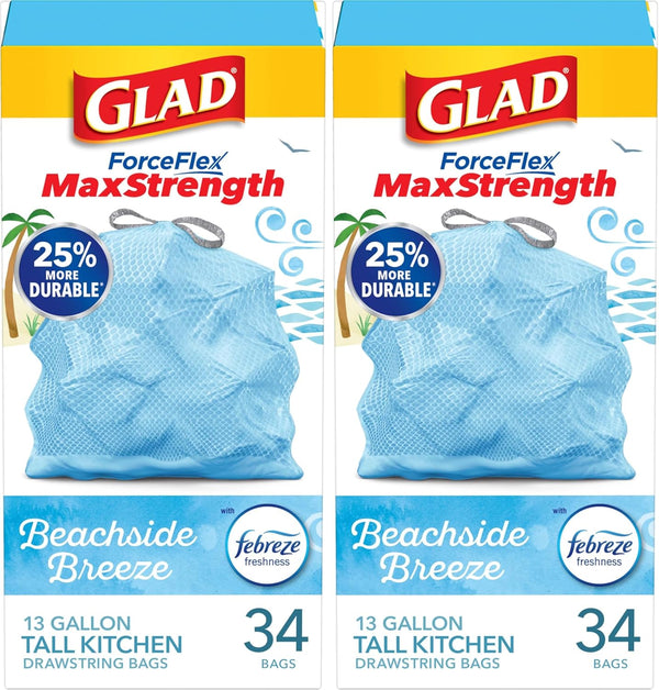 Glad Tall Kitchen Trash Bags 13 Gallon, MaxStrength Cherry Blossom Garbage Bags, Drawstring, 90 Count - Rayz Mart