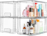 Vtopmart 4 Pack Large Stackable Storage Drawers for Kitchen and Bathroom