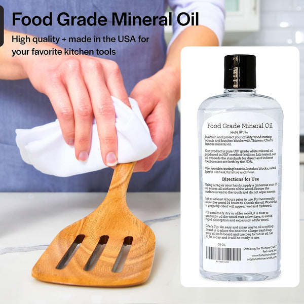 Thirteen Chefs Mineral Oil Conditioner for Wood Cutting Boards and Butcher Block