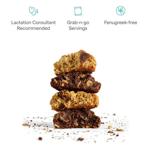 Munchkin lactation cookies help increase milk supply for nursing, breastfeeding, pumping moms, oatmeal, chocolate chip, 6 pack