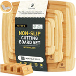 Bamboo Cutting Board Set with Non-Slip Feet and Juice Groove Chopping Boards