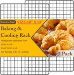 2PCS Cooling Racks for Cooking and Baking - 10" x 15"Heavy Duty Stainless Steel Wire Rack for Baking, Grilling, Roasting - Oven & Dishwasher Safe - Fits Jelly Roll Sheet Pan-Silver