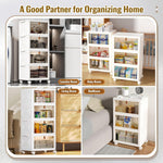 4-tier plastic storage bins with wheels for office and home use