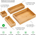 Bamboo drawer organizer boxes for kitchen, bathroom, office, and desk