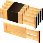 Adjustable bamboo drawer dividers for kitchen, bathroom, and bedroom