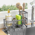 Cisily Sink Caddy Sponge Holder for Kitchen with Brush Holder and Stainless Steel Self Drain Tray, Rustproof Kitchen Sink Organizer for Sponge, Soap Dispenser Storage Accessories