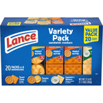 Lance Sandwich Crackers Variety Pack, 3 Flavors, 20 Individually Wrapped Packs, 6 Sandwiches Each