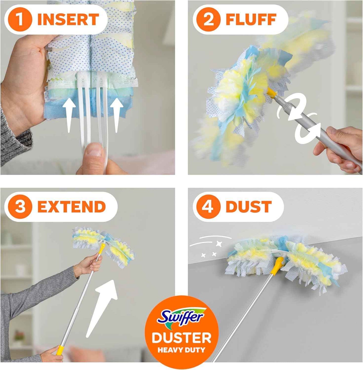 Swiffer Duster Kit with 6 ft Super Extendable Handle, Heavy Duty Starter Kit with 8 Refills
