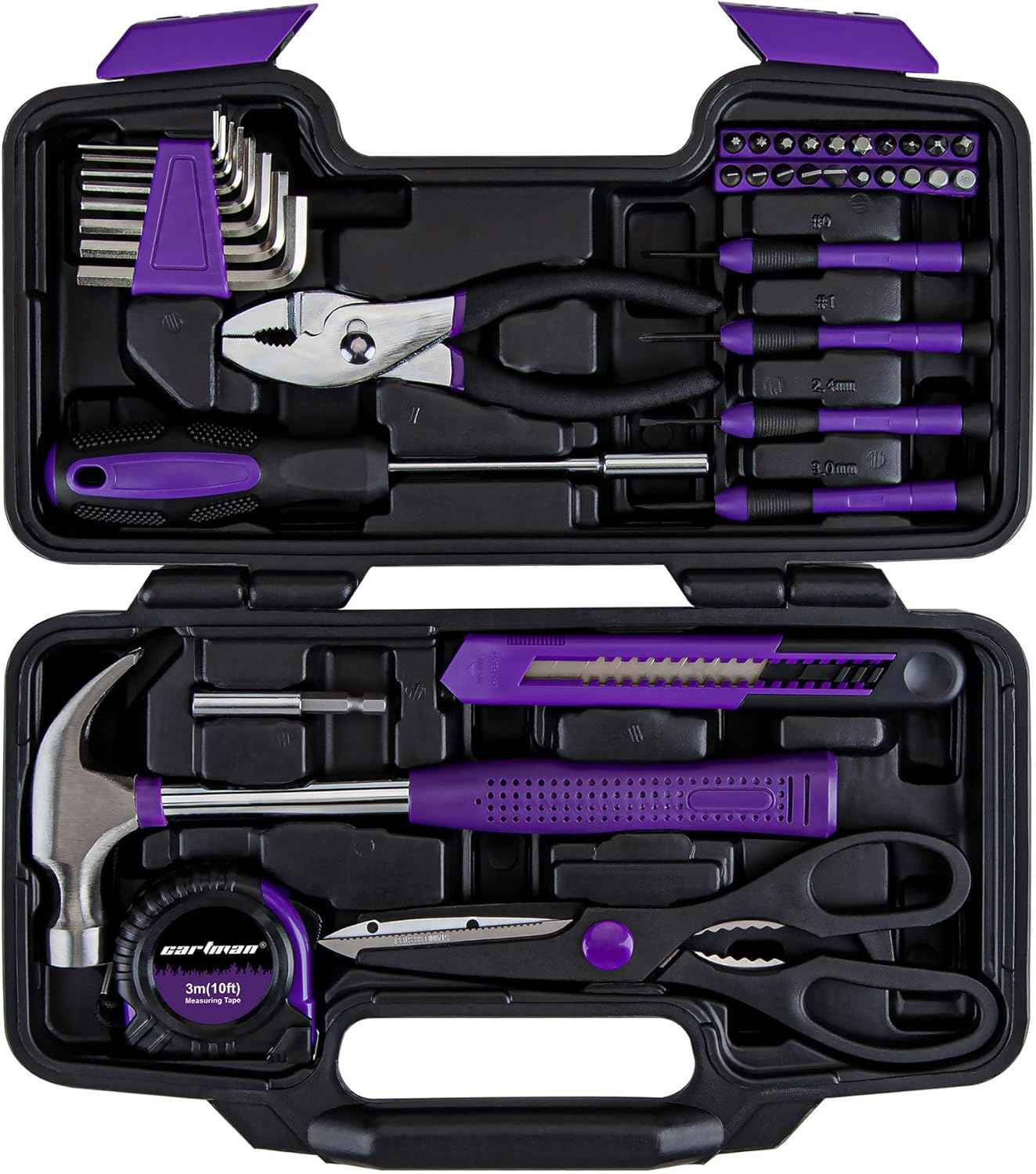 CARTMAN 39 Piece Tool Set General Household Hand Kit with Plastic Toolbox Storage Case Orange