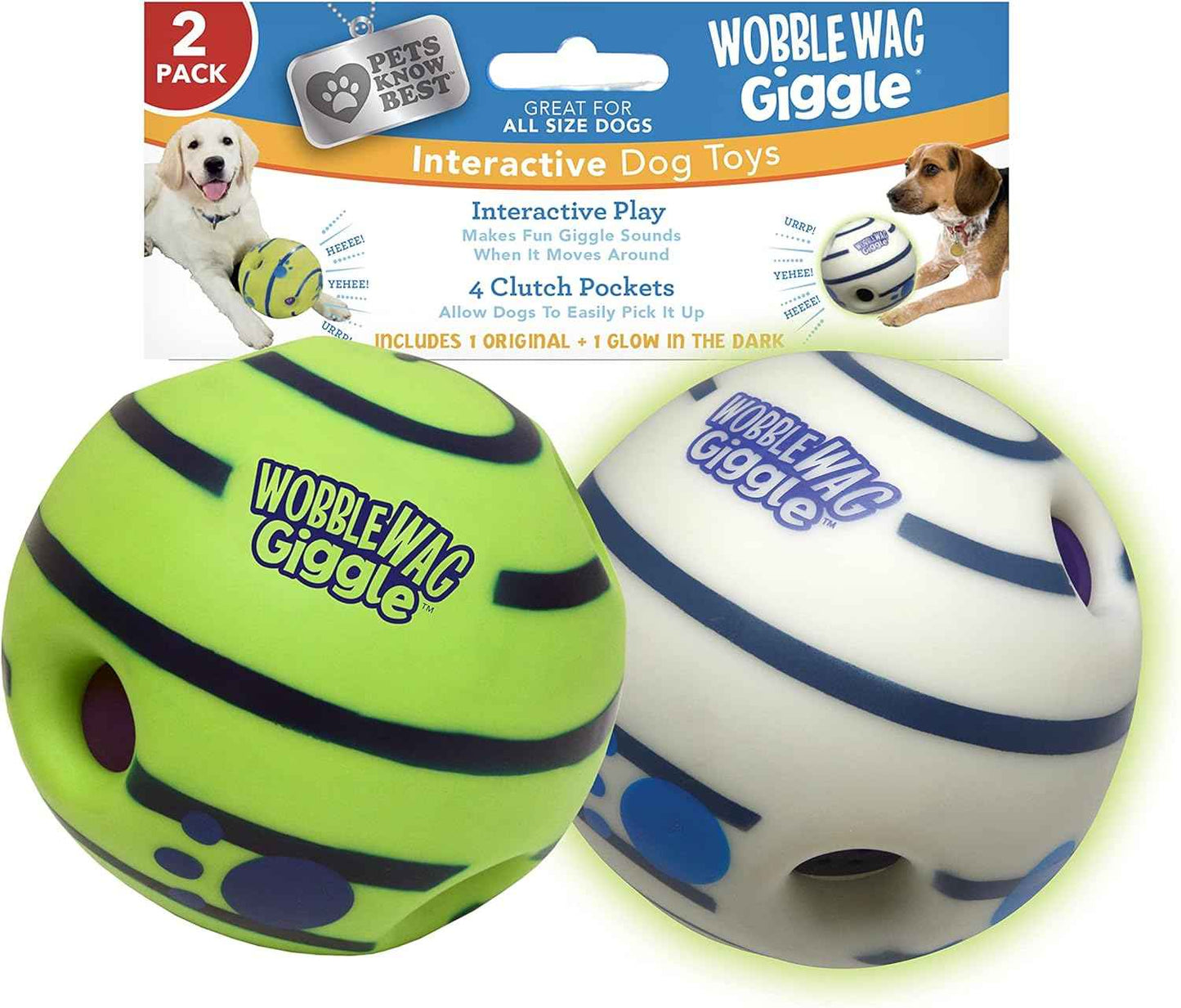 Wobble Wag Giggle Ball | Rolling Enrichment Toy for Fun Playtime, Interactive Play for Indoor or Outdoor, Keeps Dogs & Puppies Large, Medium or Small Busy & Moving, As Seen on TV | Pack of 1