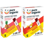 Pure Organic Layered Fruit Bars, Gluten Free, Vegan Fruit Snacks, Variety Pack, 12.4oz Box (24 Bars)