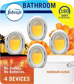 Febreze Bathroom Air Freshener, Odor-Fighting, Plug In Alternative, Air Fresheners for Home, Bathroom, & Kitchen, Closet Air Fresheners, Pet & Litter Box Odor Fighter, Refresh & Energize Scent, 4ct
