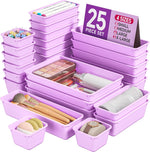 25 PCS Plastic Drawer Organizers Set for Makeup and Desk Drawers