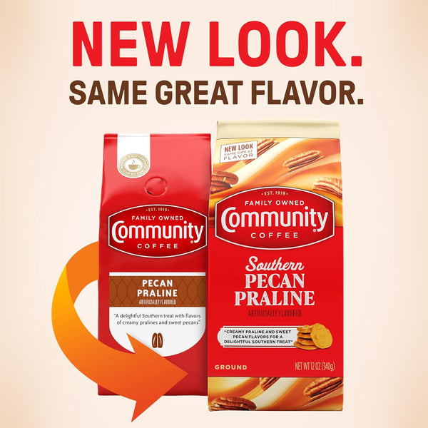 Community Coffee Southern Pecan Praline Flavored Ground Coffee, 12 Oz, Medium Roast