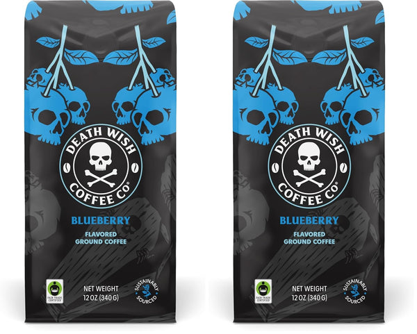 Death Wish Coffee Dark Roast Ground Coffee, 16 oz, Organic, Fair Trade, Bold, Smooth, Low Acidity
