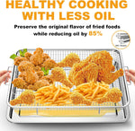 Air Fryer Basket Oven - 2 Set Large Air Fryer Basket and Tray Stainless Steel Oven Air Fryer Rack Pan Accessories for Baking 15.4"x11.2"