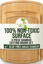 Luxury Bamboo Cutting Board Set of 3 with Glue-Free Surface Technology