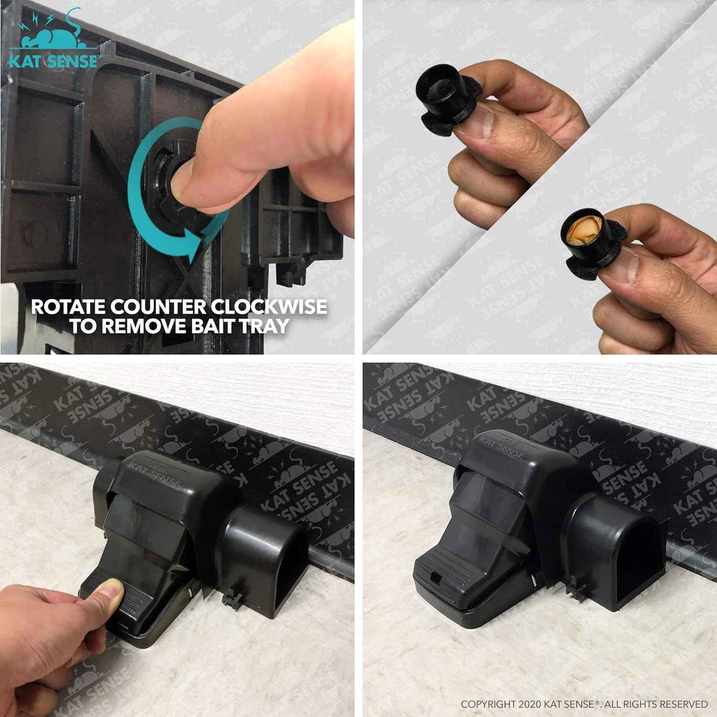 Rat and Chipmunk Traps, Dual Covered Tunneled Snap Traps, Prevent Accidental Triggering, Humane Kill, Reusable Pest Control for Rats and Mice, Indoor & Outdoor Use, 2 Pack Kat Sense