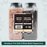 Soeos Himalayan Pink Salt Coarse Grain Kosher Salt Refill with Whole Black Peppercorns Non-GMO Verified Spice Seasoning Set