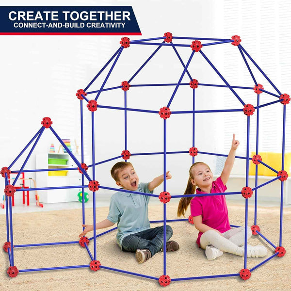 OleFun 180 Pack Fort Building Kits for Kids Ages 4-8 STEM Building Toys DIY Castles Tunnels Play Tent Gifts