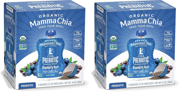 Mamma Chia Organic Prebiotic Squeeze Snack, Strawberry Lemonade, 16- 3.5 Ounce , Fiber-Rich Prebiotic Gut Support, USDA Organic, Non-GMO, Vegan, Gluten Free (Pack of 16)