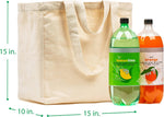 VeraMia Canvas Grocery Bag 3pc XL Set with Real Pockets, Long Shoulder Strap and Short Handle. Heavy Duty, Foldable, Washable