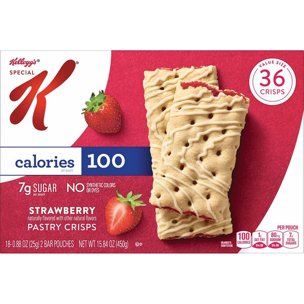 Special K Bar Pastry Crisps, 100 Calories, Breakfast Bars, Value Size, Strawberry, 15.84oz Box