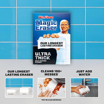 Mr. Clean Magic Eraser Sponge, All Purpose Cleaner, Long Lasting Cleaning Scrubber, Wall Cleaner, Sneaker Cleaner, Oven Cleaner, Kitchen, Bathroom, Shower Cleaning Supplies, Ultra Thick, 5ct