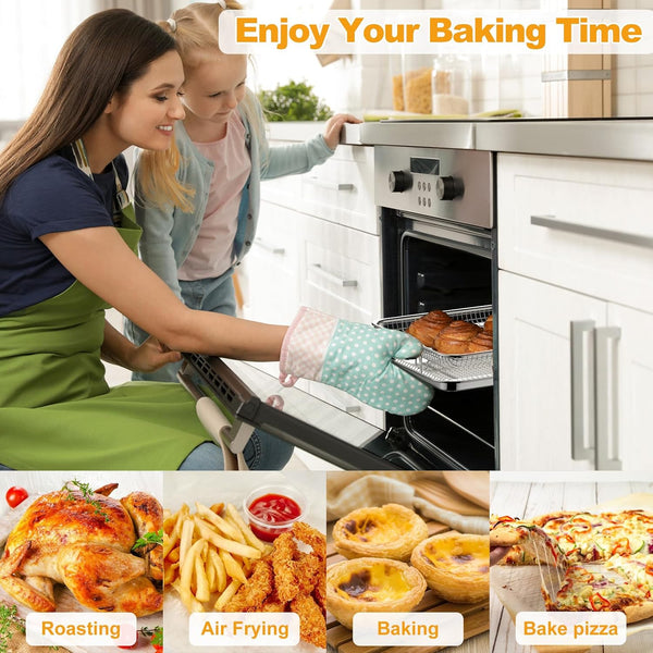 Air Fryer Basket Oven - 2 Set Large Air Fryer Basket and Tray Stainless Steel Oven Air Fryer Rack Pan Accessories for Baking 15.4"x11.2"