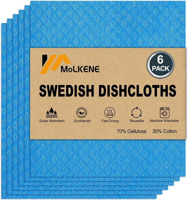 Swedish Dish Cloths - 10 Pack Reusable Kitchen Dishcloths - Ultra Absorbent Dish Towels for Washing Dishes - Cellulose Sponge Cloth Cleaning Rag - Assorted