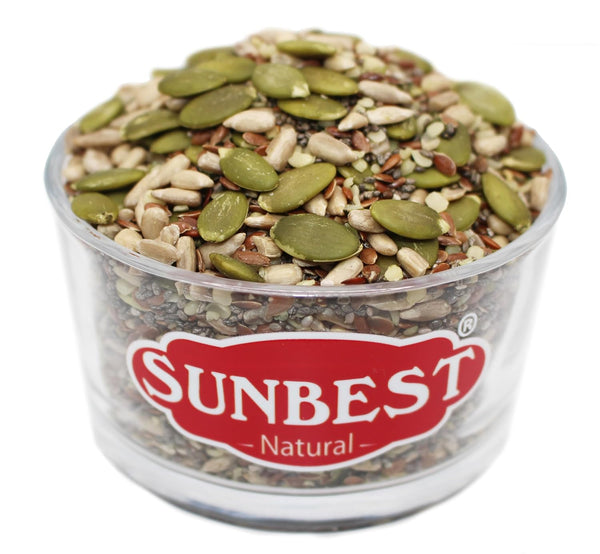 Sunbest Natural Organic Super Seeds Mix, 2-Pack – Raw Chia, Flax Seed, Hemp, Pumpkin & Sunflower Seeds – Great For Trail Mix, Smoothies & Salads – Superfood Blend Rich in Protein & Fiber (32 oz)