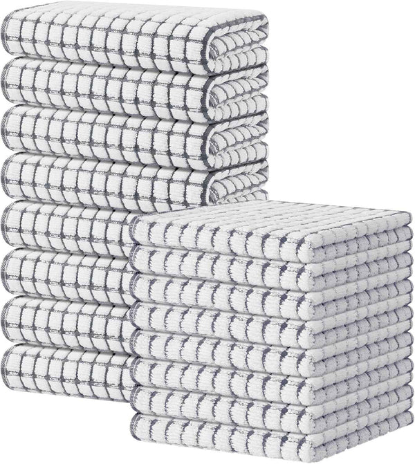 Kitinjoy Cotton 8 Pack Terry Kitchen Dish Cloths, 12 x 12 Inches Super Soft and Absorbent Dish Rags, Quick Drying Dish Towels for Washing Dishes, Mixed Color