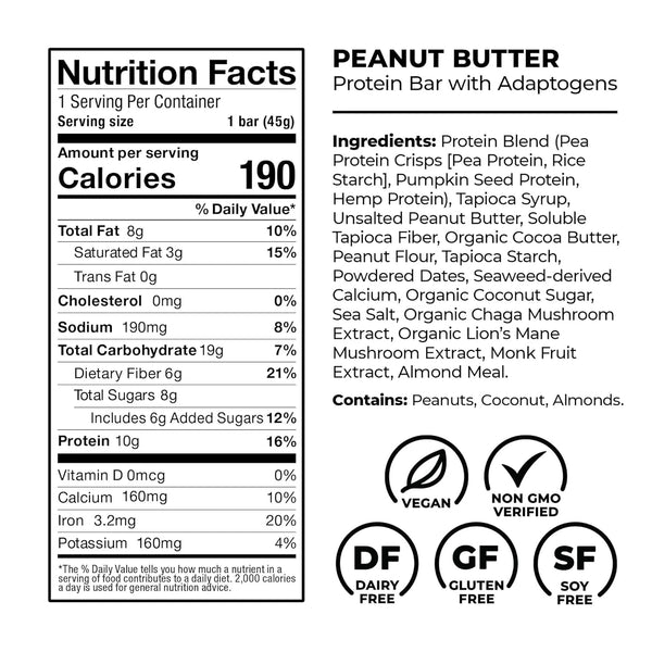 Laird Superfood Functional Protein Bars, 10g Plant-Based Protein, 6g Fiber, 5 Flavor Variety Pack, 10 Count