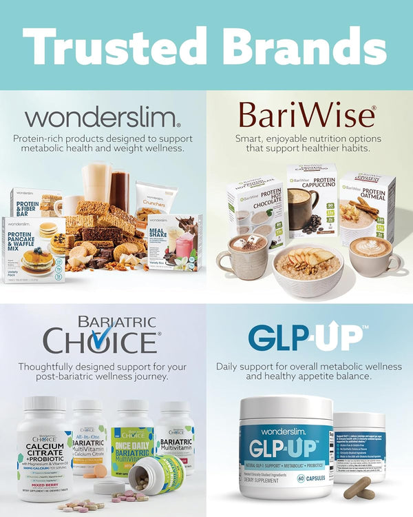 Wonderslim High Fiber Protein Bars Variety Pack 15g Protein 8g Fiber Low Sugar Low Carb