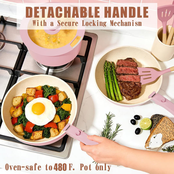 Umite Chef 21-Piece Non-Stick Ceramic Cookware Set with Detachable Handles